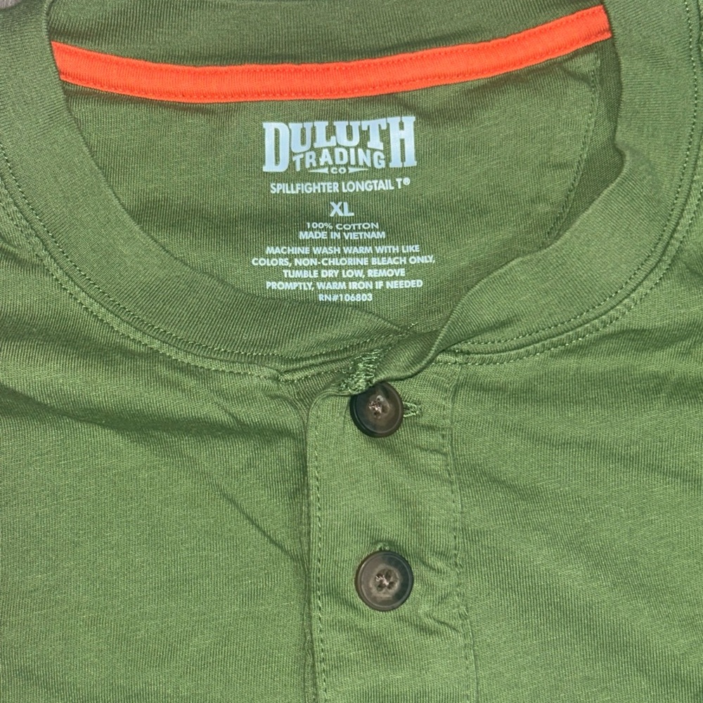 Duluth Trading Olive Green Short Sleeve Henley Shirt Pocket Men XL - Picture 4 of 10